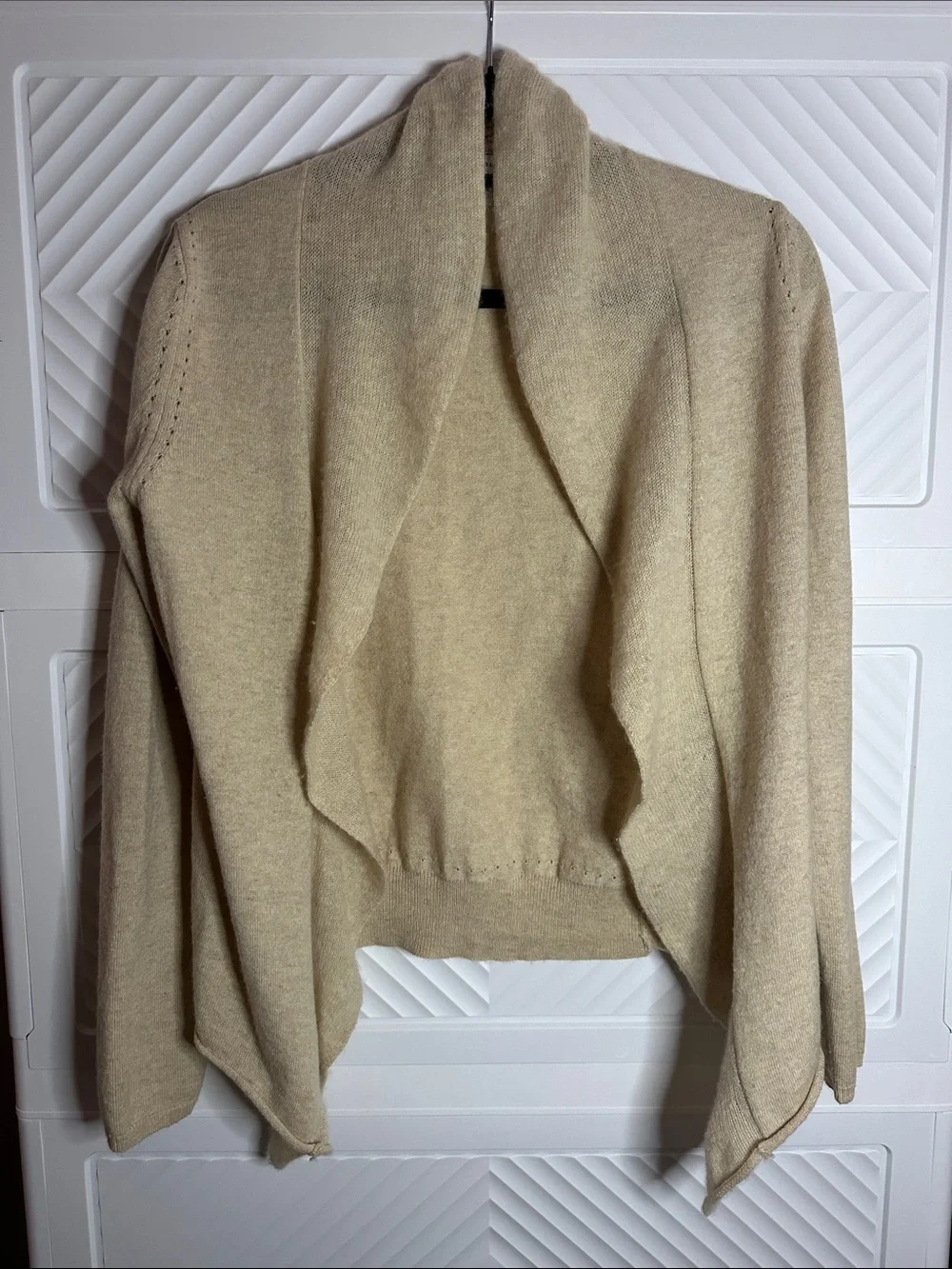 Banana Republic Beige Open-Front Draped Cardigan 100% Cashmere